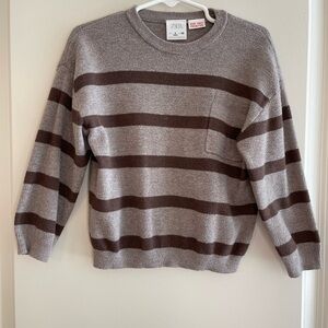 Zara Kids Brown & Tan Striped Knit Sweater | Size 3T